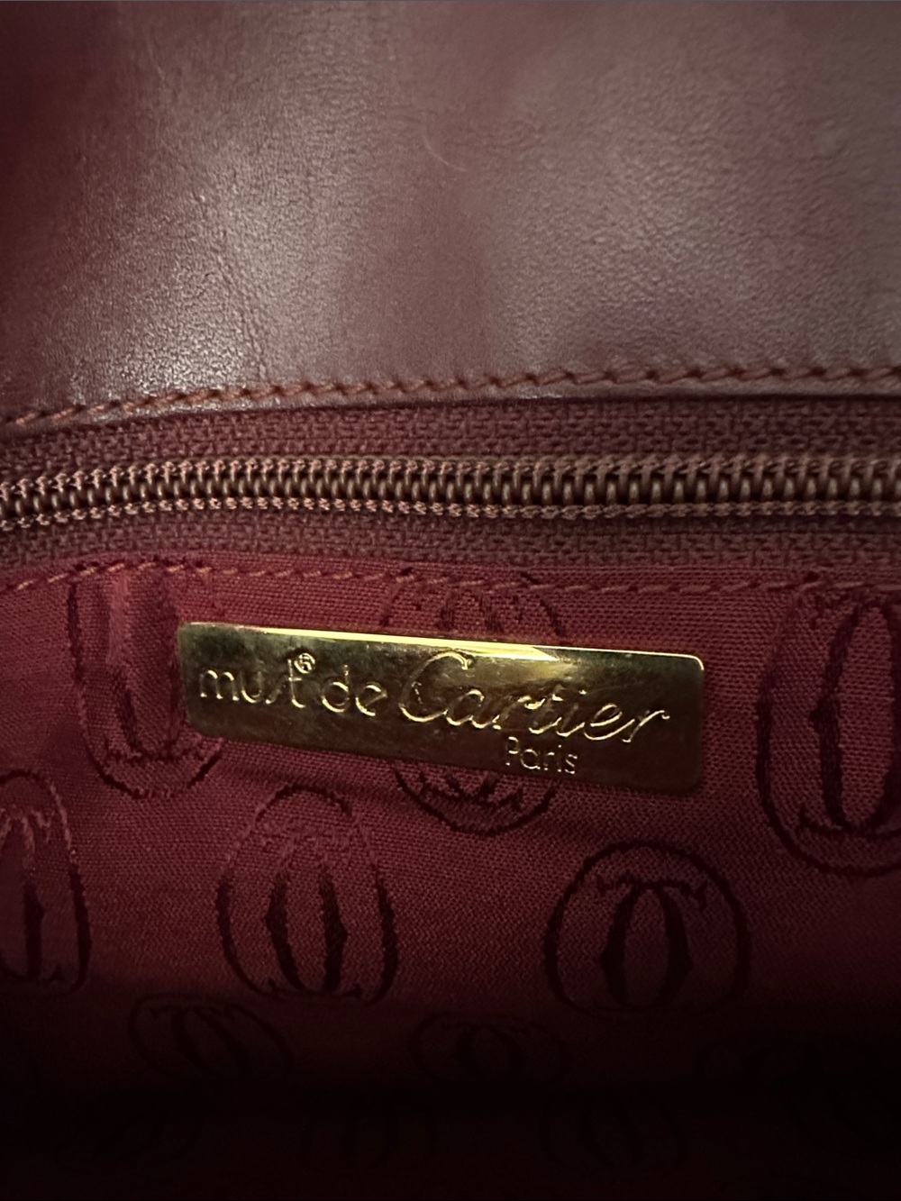 Must de Cartier Burgundy Clutch Vintage Cartier Paris - Picture 5 of 6